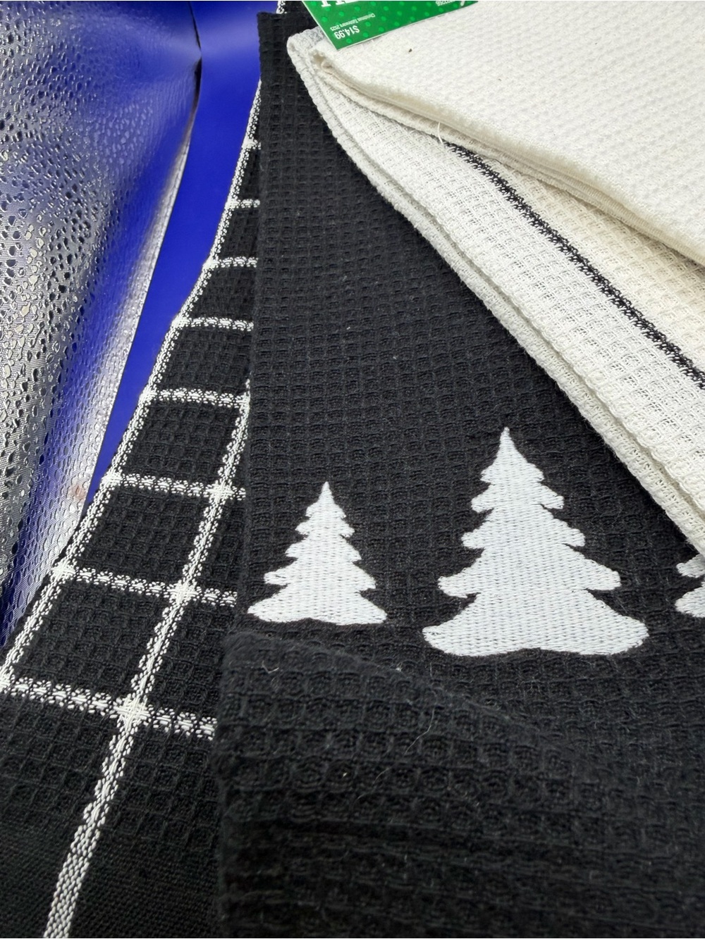 Christmas Tree Kitchen Towels - Black & White Set - Picture 3 of 4